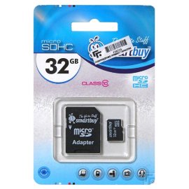 Карта памяти MicroSD 32GB (Class 10) Smart Buy + SD адаптер