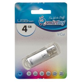 Флэш накопитель USB 4GB Smart Buy V-Cut (серебро)