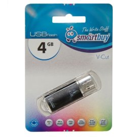 Флэш накопитель USB 4GB Smart Buy V-Cut (черная)