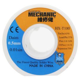 Припой в проволоке MECHANIC HX-T100 (диаметр 0,5 мм 55 грамм с флюсом)
