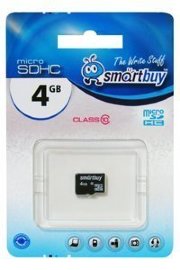 Карта памяти MicroSDHC 4GB (Class 10) Smart Buy (без адаптера)