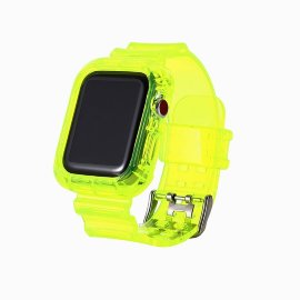 Ремешок для Apple Watch 38/40mm с кейсом (прозрачный) (желтый)