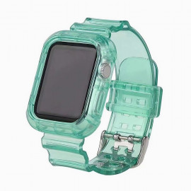 Ремешок для Apple Watch 38/40mm с кейсом (прозрачный) (зеленый)