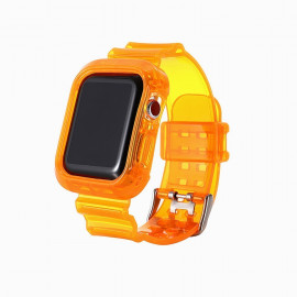 Ремешок для Apple Watch 38/40mm с кейсом (прозрачный) (оранжевый)