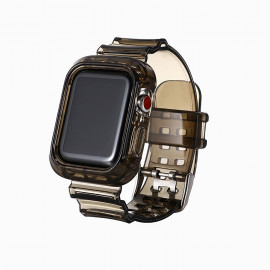 Ремешок для Apple Watch 38/40mm с кейсом (прозрачный) (черный)