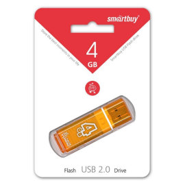 Флэш накопитель USB 4GB Smart Buy Glossy (оранжевый)
