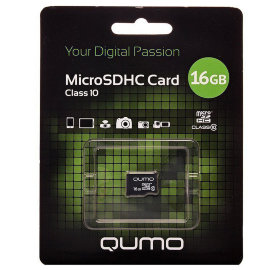Карта памяти MicroSD 16GB (Class 10) Qumo (без адаптера)