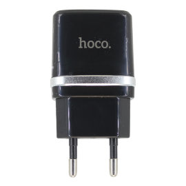 Сетевое зарядное устройство Hoco C12 (2A, 2 порта) (черное)