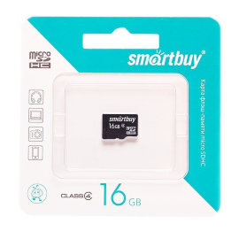 Карта памяти MicroSD 16Gb (Class 4) Smartbuy (без адаптера)