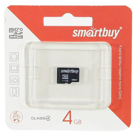 Карта памяти MicroSDHC 4GB (Class 4) Smart Buy (без адаптера)