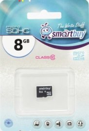 Карта памяти MicroSD 8GB (Class 10) Smart Buy (без адаптера)