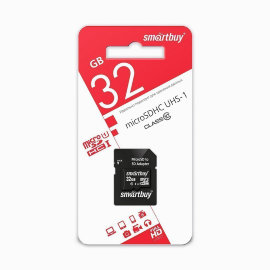 Карта памяти MicroSD 32GB (Class 10) Smart Buy Compact + SD адаптер