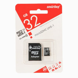 Карта памяти MicroSD 32GB (Class 10) Smart Buy LE + SD адаптер