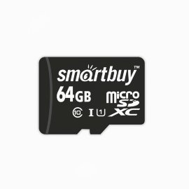 Карта памяти MicroSD 64Gb (Class 10) Smart Buy (без адаптера)