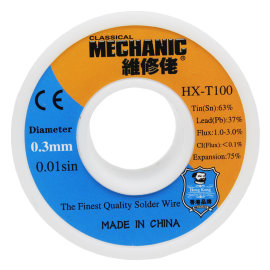 Припой в проволоке MECHANIC HX-T100 (диаметр 0,3 мм 55 грамм с флюсом)