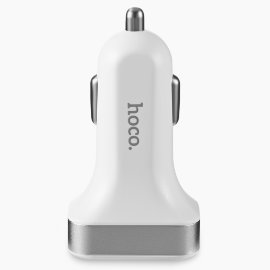 Автомобильное зарядное устройство (универсальное) Hoco Z3 (2 порта, с дисплеем) (белое)