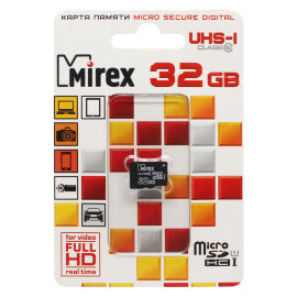 Карта памяти MicroSDHC 32Gb (Class 10) Mirex UHS-I без адаптера