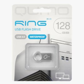 Флэш накопитель USB 128Gb Qumo Ring 3.0 (серебро)